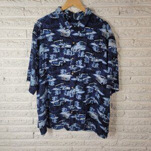 Puritan Mens Shirt 3XL 54 56 Short Sleeve Vintage Pickup Truck Blue NOV160E